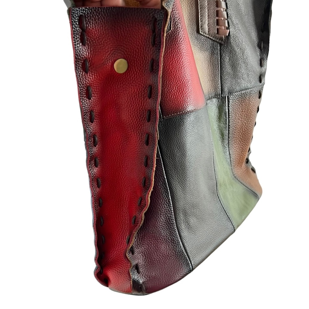 Colorblocked Patchwork Colorful Leather Handbag - Picture 9 of 14